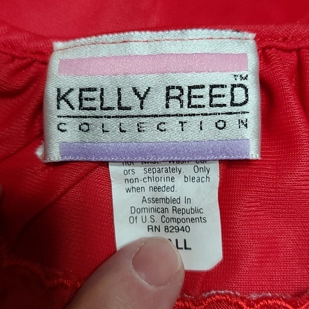 Kelly Reed Red Embroidered Dliqers Nylon Robe size S EUC - Picture 7 of 8